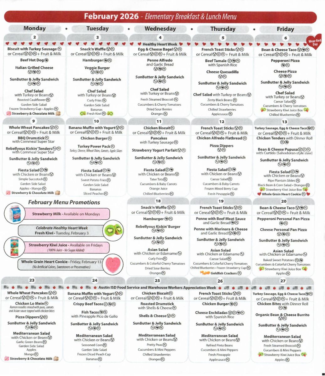 Feb 2026 menu