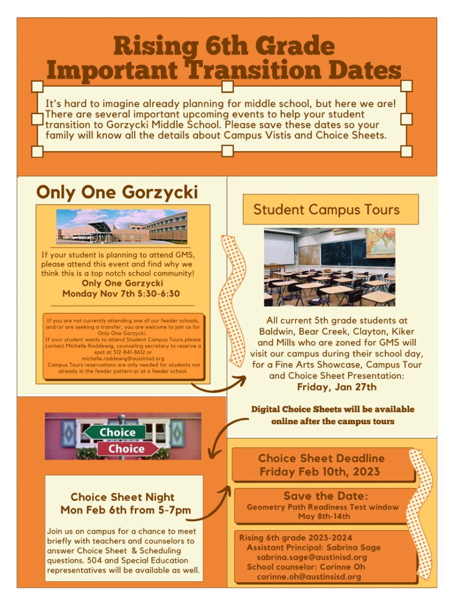 Rising 6th Grade Transition Dates