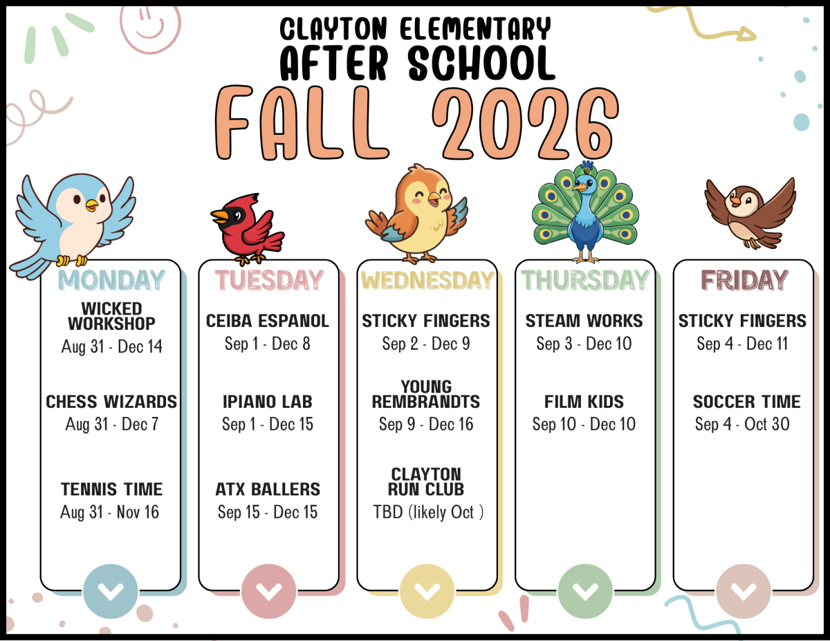 Fall 2026 Afterschool schedule