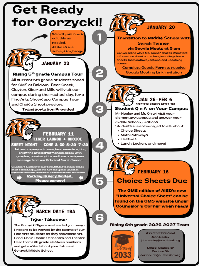 2026 5th grade transition to GMS 1